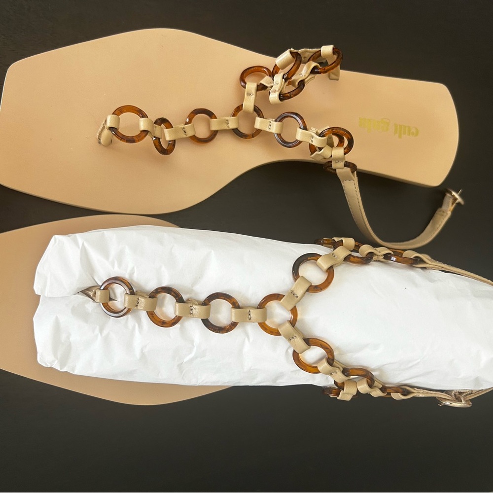 Cult Gaia Tan Chain Sandals